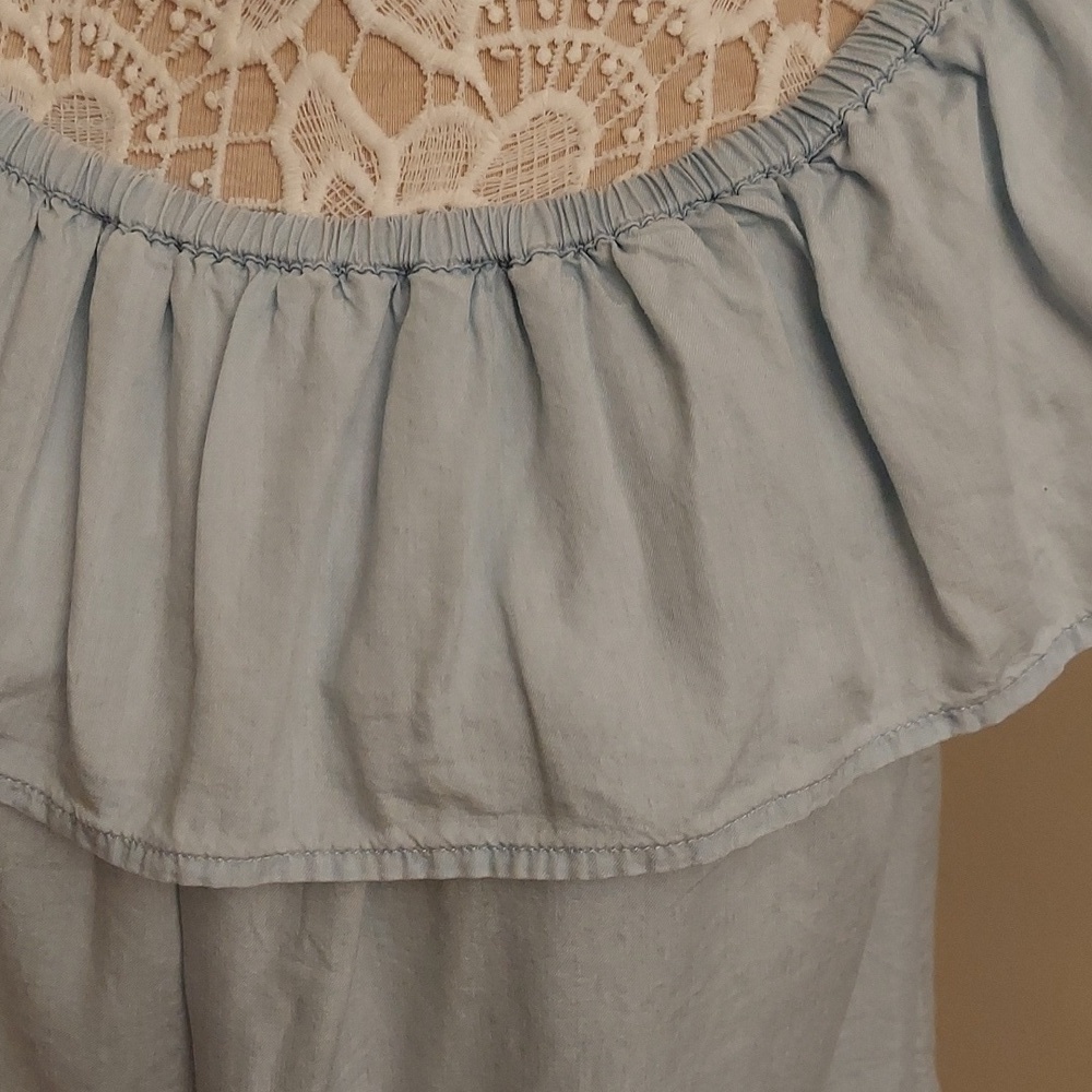 OLD NAVY Ruffle Off the Shoulder Sleeveless Top L Boho Breathable Date Night - Picture 3 of 8